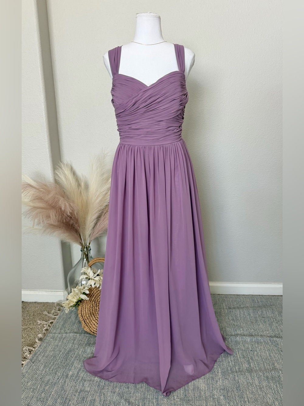 Azazie - Lavender Ruched Maxi Bridesmaid Dress - Women